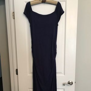 Navy floor length maternity dress